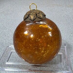 Vintage Kugel Mercury Glass Heavy Vintage Christmas Ornament Amber/Bronze